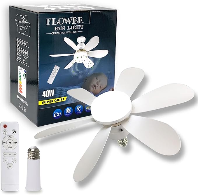 ABANICO TIPO BOMBILLO - FLOWER FAN LIGHT CEILIN (4 ASPAS)