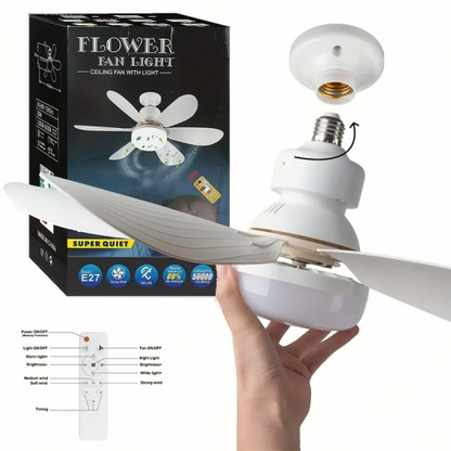 ABANICO TIPO BOMBILLO - FLOWER FAN LIGHT CEILIN (4 ASPAS)