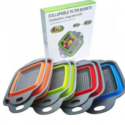 SET COLADOR PLEGABLE DE SILICONA PARA COCINA